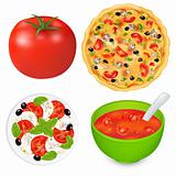 Collection Of Food Dishes With Tomatoes