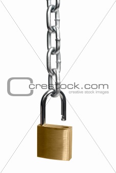 Open padlock and chain 
