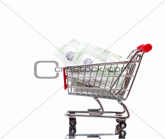 Market cart with money