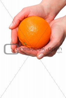 orange in the hands