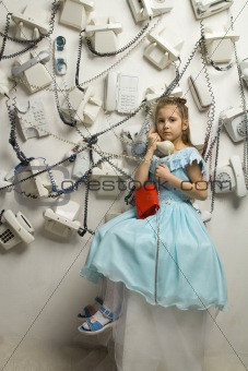 Little pretty girl with phone