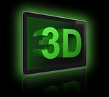 3D television screen with 3D text