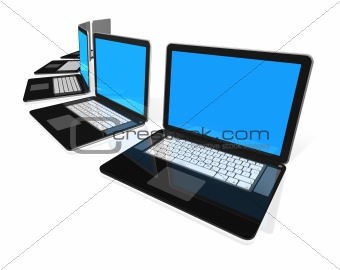 black Laptop computers isolated on white