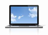Laptop computer with sky screen isolated on white