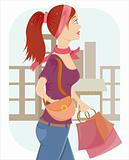 shopping girl with a lot of bags