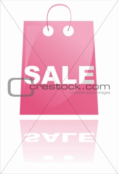 pink shopping bag isolated on white