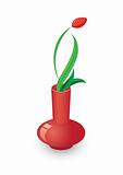 A beautiful red vase with tulips