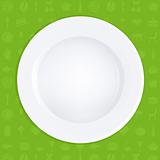 White Plate On Green Background