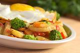 Fried Vegetables with Fried Egg 