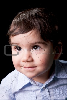 Cute and happy baby, isolated on black, studio shot