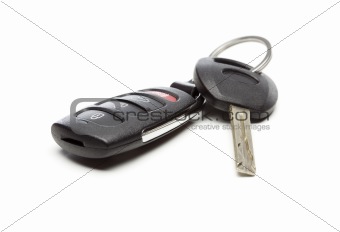 Modern Car Key and Remote Isolated on a White Background.