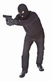 robber aiming with his gun