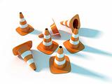 traffic cones isolated on white background