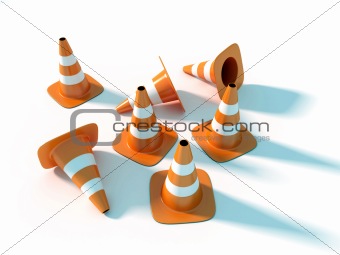 traffic cones isolated on white background