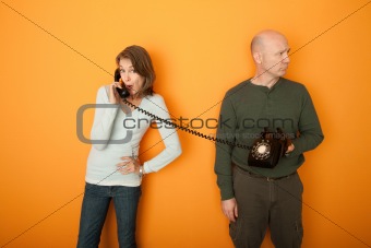 Couple on Telephone Call
