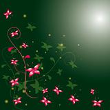 Abstract green background with flowers