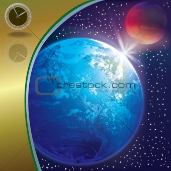 abstract illustration with clock and globe