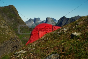 Red Tent on Hillside