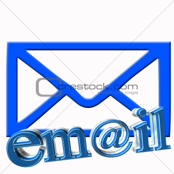 email text and envelope in blue