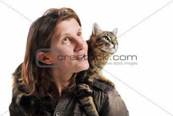 norwegian cat and woman