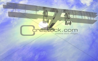 Airplane on a background bright sky