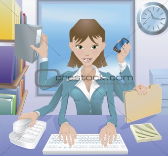 Business woman multitasking illustration