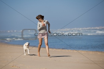 Girl with her cute dog