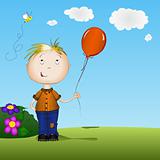 Happy boy holding a balloon