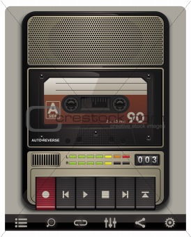 Vector cassette recorder template with icons