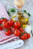 Pasta ingredient olive oil, basil, tomato Italian Still Life