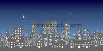 Urban skyline with buildings and skyscrapers