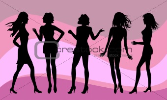 Silhouettes of various women
