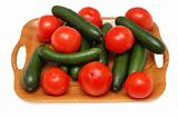 Cucumbers and tomatoes  isolated on the white