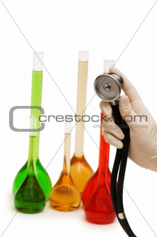 Stethoscope and tubes isolated on the white