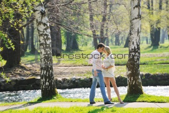 romantic couple in love outdoor