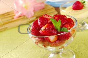 Strawberries with Mint Leaf