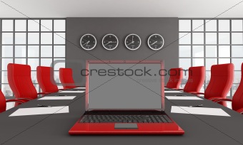 red and black meeting room