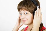 girl teenager in the headphones