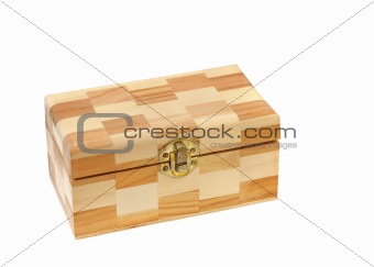 Closed  wood  box isolated on white background