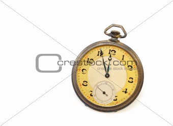 Old antique pocket watch isolated on white background
