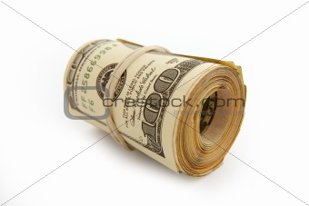roll of dollars isolated on white
