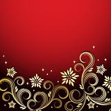 Vintage floral background Red and Gold