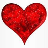 Big red glitter heart. Vector.