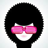 Girl in pink sunglasses, vector image