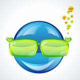 Avatar in green sunglasses, vector image