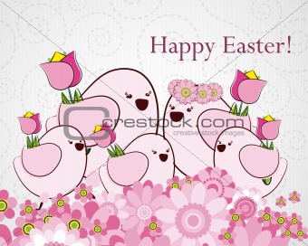 Easter greeting card with birds.