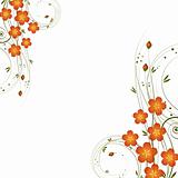 Vector abstract background with curl and flowers.