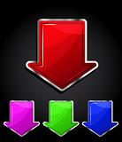Arrow glossy download button, icon, eps10.