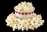 Popcorn in a heart bowl