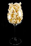 Wine glass with popcorn